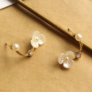 5 for 25$ Super Cute White Orchid Golden Earrings